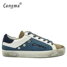 CANGMA/кроссовки известного бренда; Мужская обувь; сезон весна-осень; ручная работа; цвет синий, коричневый; парусиновая кожаная повседневная обувь; большие размеры; Scarpa Uomo
