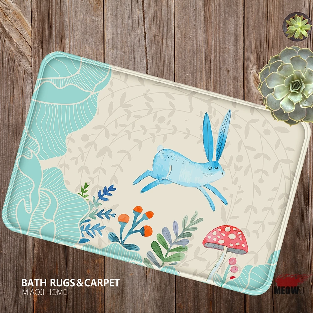 [MIAOJI] милый кролик Банни цветы пчелы мягкий коврик для ванной влагопоглощающий коврик нескользящий 40x60 см