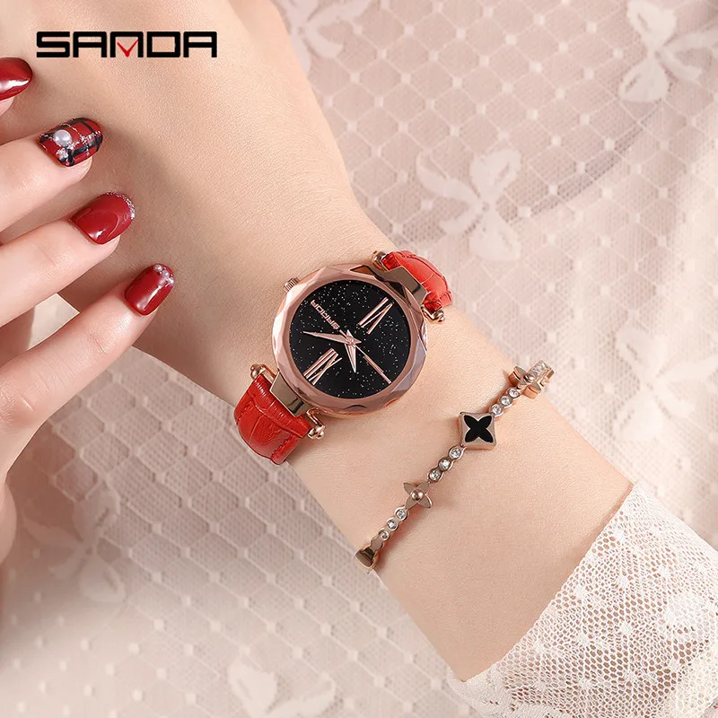 

Starry Sky Female Watch Waterproof Roman Numerals Scale Dial Women Watches Leather Band Luxury Reloj Mujer Quartz Ladies Watch