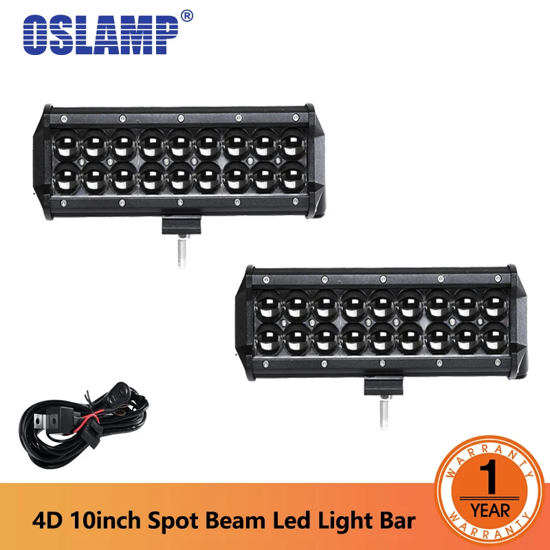 

Oslamp 4D 54W 10 inch Straight LED Light Bar Spot Beam Car Auto Led Work Light Driving Light for DC 12v 24v Truck Boat SUV ATV