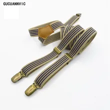 Подтяжки мужские новые полосатые винтажные подтяжки регулируемые бронзовые фитинги модная одежда рецессионные подтяжки для мужчин и женщин