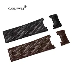 CARLYWET 22 мм Оптовая Продажа чёрный; коричневый водостойкий силиконовой резины замена наручные часы Группа ремень для Ulysse Nardin