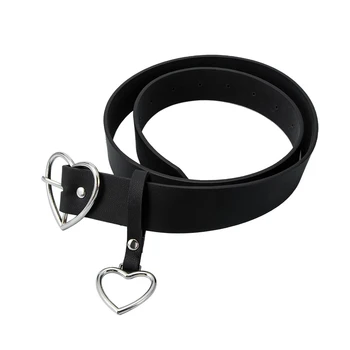 

1pc Fashion PU Leather Belt Metal Waistband Silver Gold Heart Buckle Belt Casual Lady Straps Dress Decor ceinture femme Hot Sale