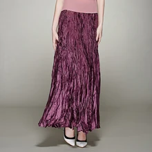 Changpleat, высокая талия, Miyake, плиссированные женские юбки, одноцветные, большой размер, женские модные длинные юбки, большие, Свинг, черная, макси юбка