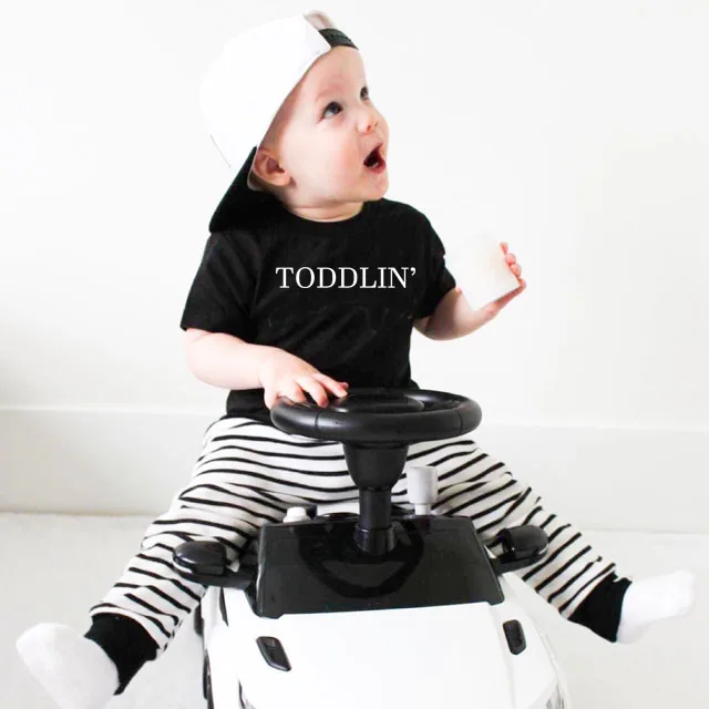 

Toddlin' Child BlackT-Shirt Baby T-Shirt Toddler Shirt Stylish Trendy TShirt HipPop Baby Girl Boy Tee Casual Summer Outfit