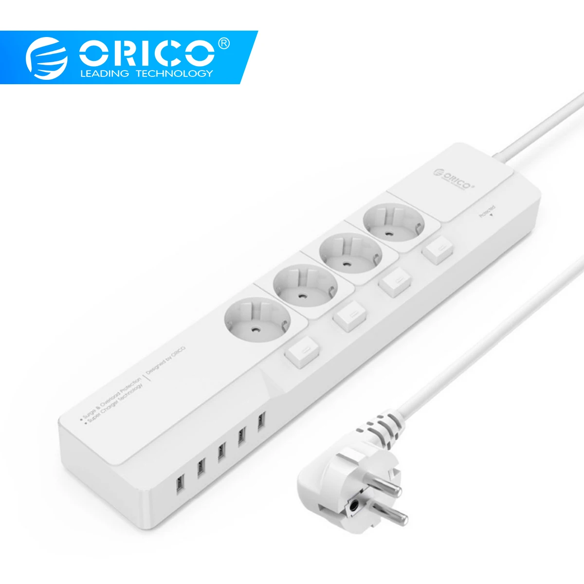 Электрическая розетка ORICO EU с 4 разъемами переменного тока, 5 usb-портов для зарядки, многофункциональная домашняя офисная быстрая зарядка, умное настольное зарядное устройство