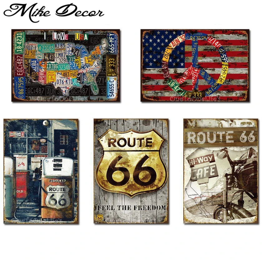 [ Mike86 ] Whoelsale tin signs USA Style Route 66 Metal painting Vintage sign RA-001 20*30 CM