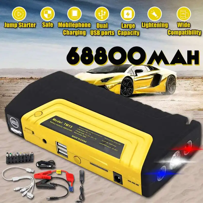 

68800 mAh 12 V 600 A Multi-function Jump Starter USB Portable Power Bank Car Battery Booster Charger Starting Device