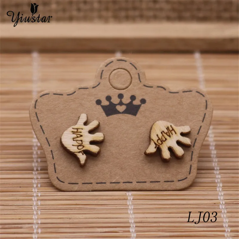 

yiustar Mini Crown Wooden Studs Earrings Accessories Hand Palm Natural Wood Earrings For Women Girls Kids Christmas Gifts Party
