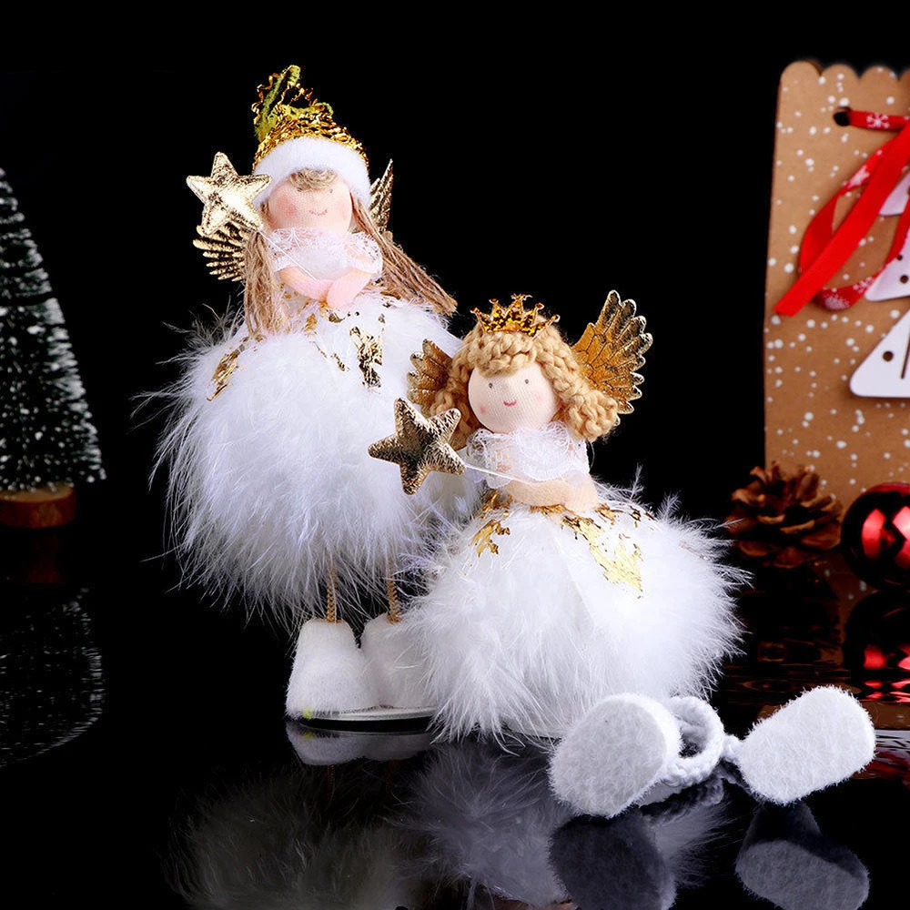Кукла Рождественская елка новые крылья ангела Девушка Подвеска стол Декор Рождество год Рождественские украшения для дома