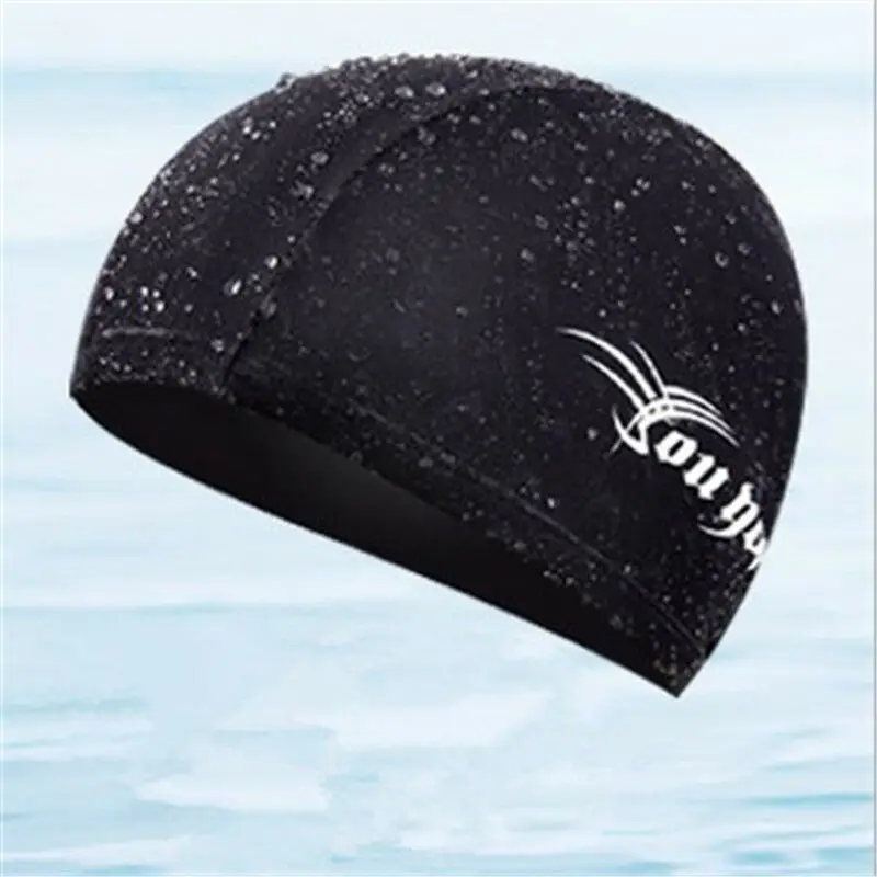 Стиль Модные популярные женские мужские купальные шапочки для плавания водонепроницаемые эластичные черные шапочки для взрослых из спандекса