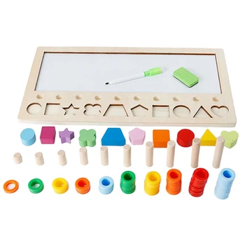 

Children'S Wooden Learning Counting Numbers Matching Numbers Shape Matching Three-In-One Digital Logarithmic Drawing Board Edu