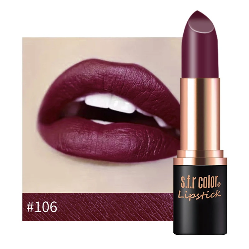 New Matte Lipstick 12color Easy To Wear Waterproof Long-lasting Matte Lip Gloss Lipstick Lady Sexy Lipstick Lip Balm TSLM2 - Color: 106