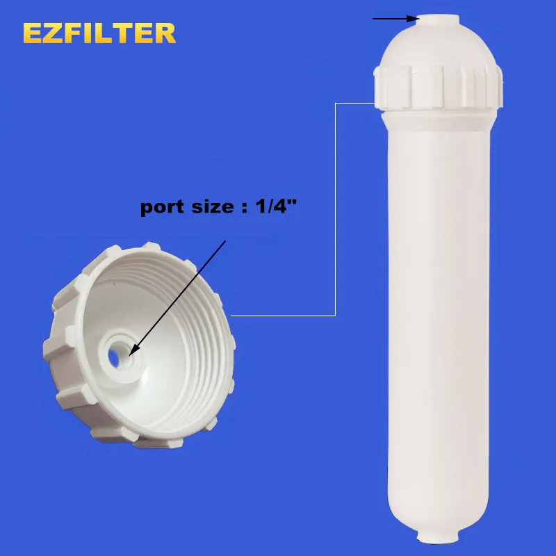 

Empty Inline Refillable Filter Cartridge 12" x 2.5" Water Filter Housing With 1/4" RO Quick Fittings Can Fill DI Resin,Carbon