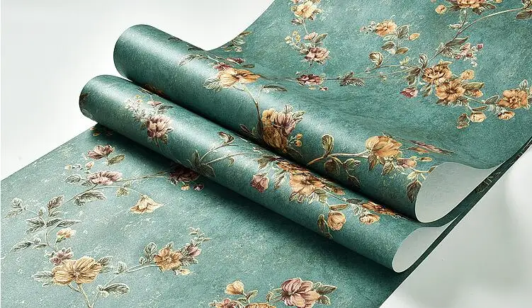 Papel de Parede Sala de Estar Beibehang Vintage American Pastoral Tecido Não Tecido Floral Quarto Sofá Compacto 11 papel de parede Quarto sala de estar sofá compacto