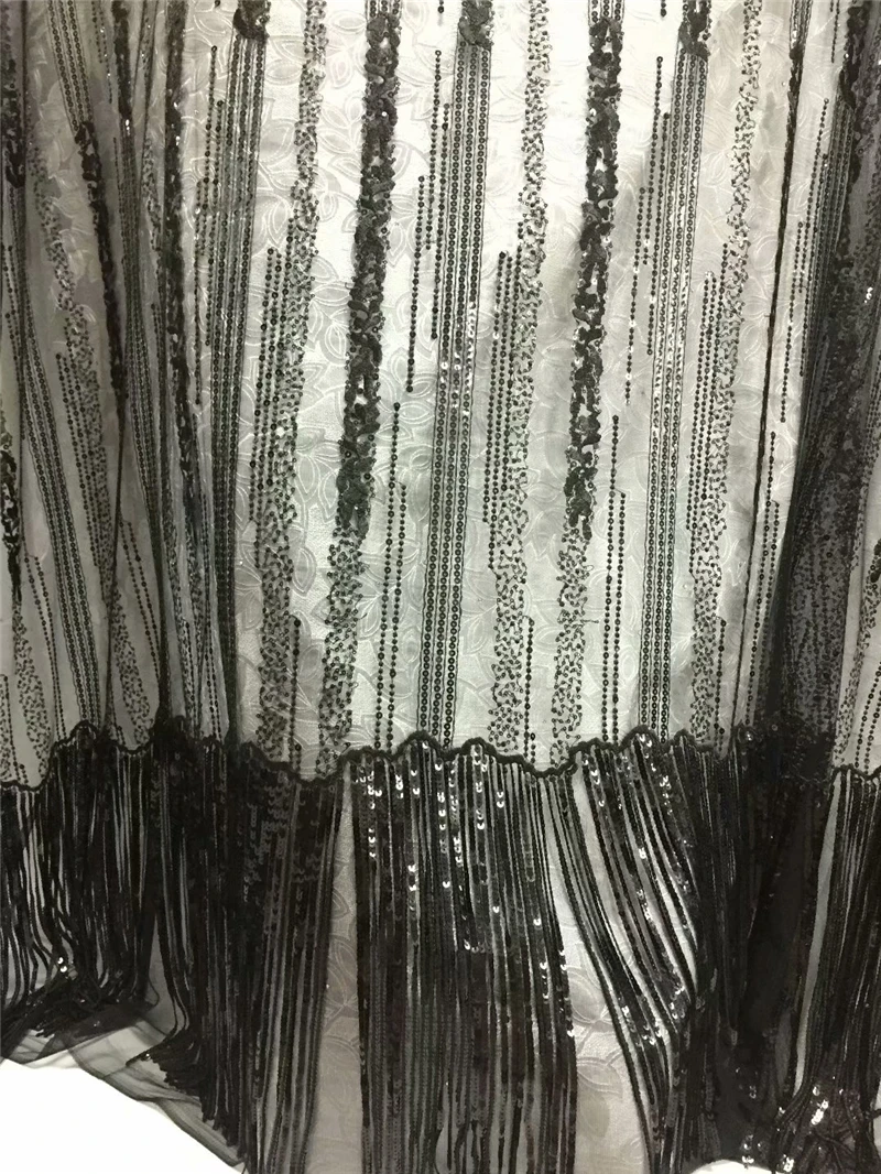 

2018 Latest French Nigerian Laces With Fringing Fabric High Quality Tulle African Lace Fabric Wedding African Sequins Tulle Lace