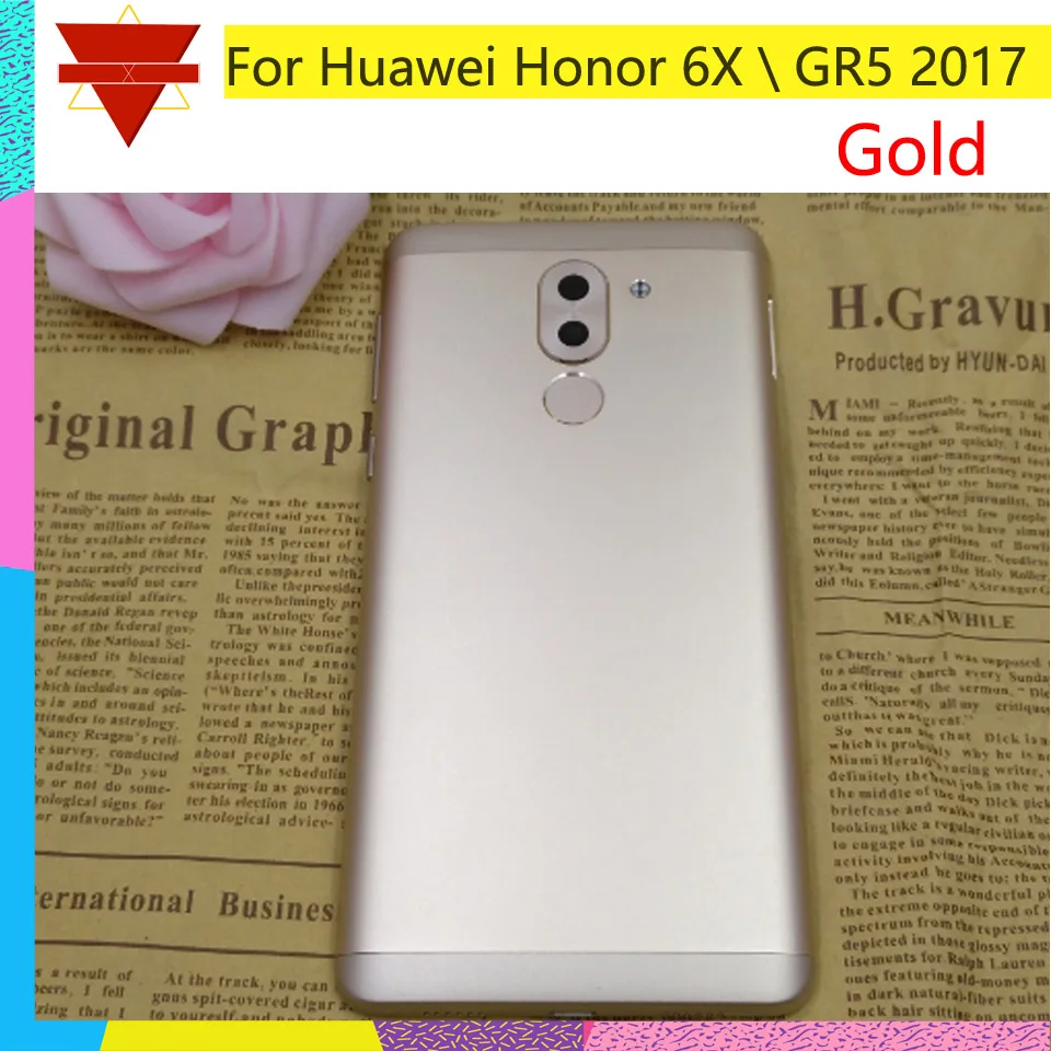 Для Huawei Honor 6X Задняя крышка батареи задняя дверь корпус чехол для GR5 BLL-L23 с сенсорным датчиком ID боковые кнопки объектив камеры