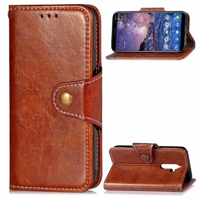 

Luxury Album Wallet Flip Cover Retro Leather Cases For Nokia 7 Plus 6.0" Antiknock Protection Case