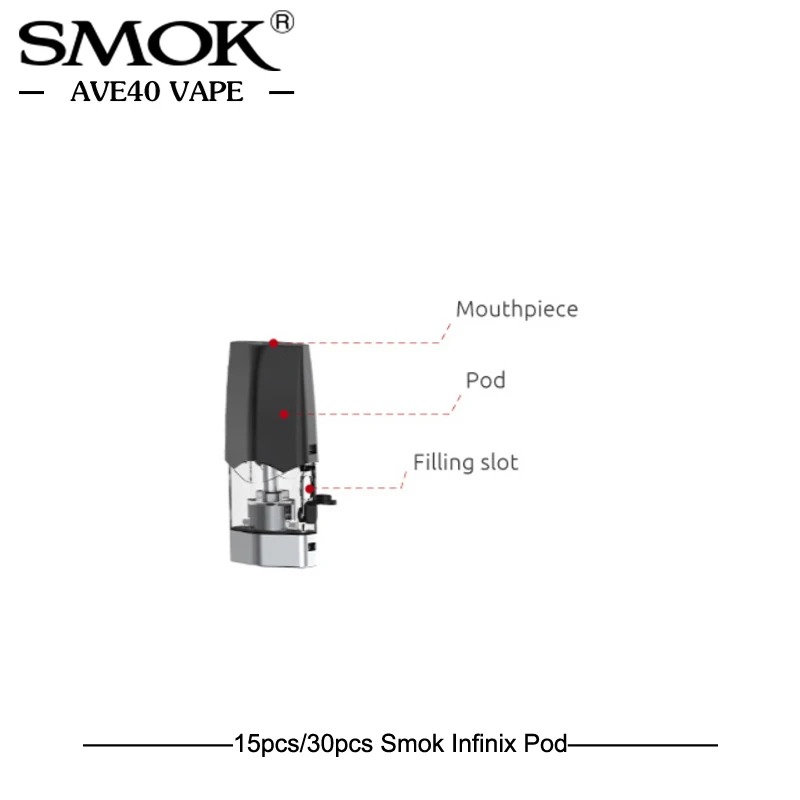 Просвет SMOK 15/30pcs Оригинальный Vape Infinix Pod 2 мл заменить картридж для извилистый е