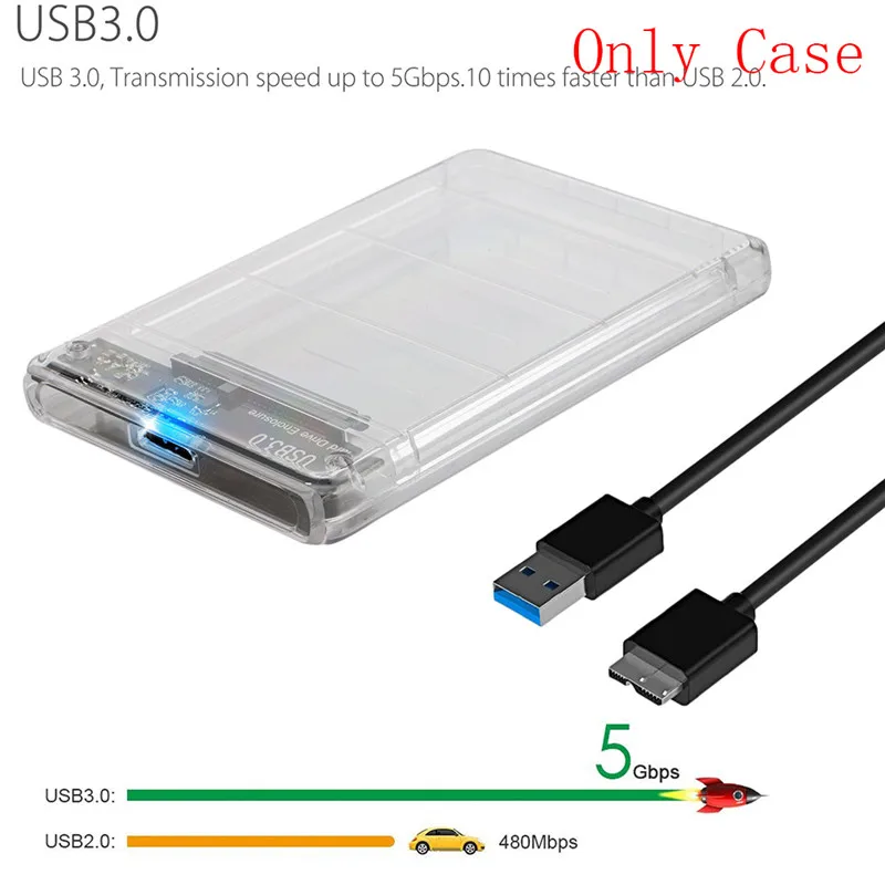 Прозрачный 2 5 дюймовый жесткий диск SATA USB 3 0 HDD внешний корпус SSD чехол