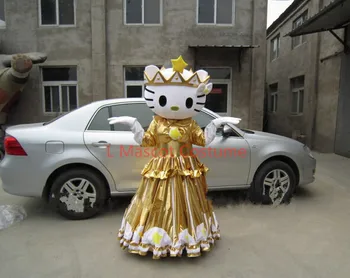 

New Golden Hello Kitty cat Mascot Costumes High Quality Free Shipping