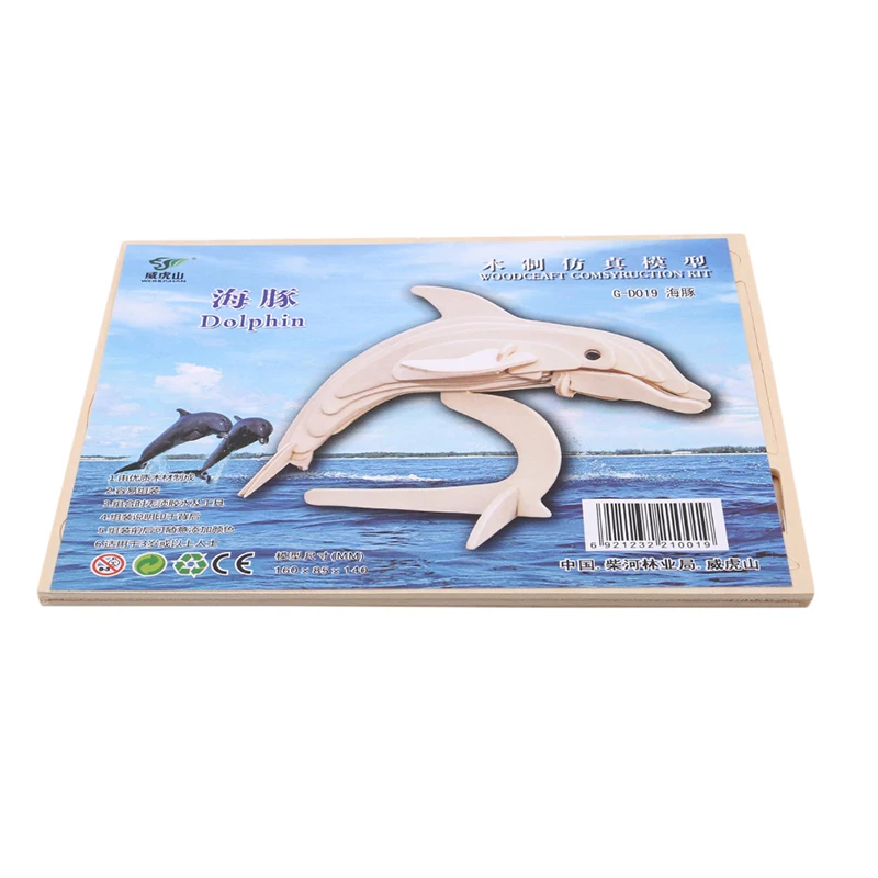 3D деревянные головоломки собраны море животные брелок в виде дельфинов DIY Окрашенные цвет развивающие игрушки подарок для детей