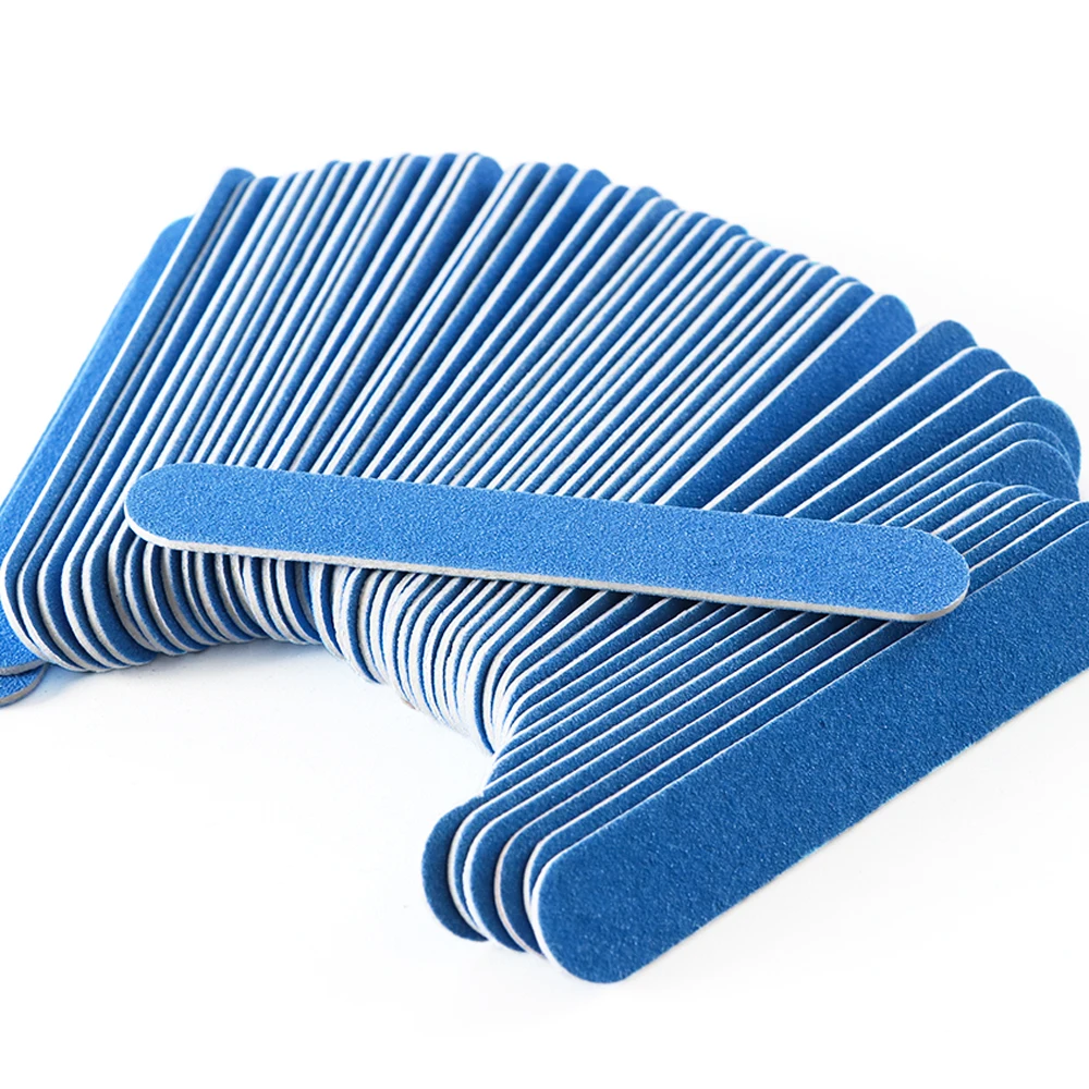 

100Pcs Disposable Mini Nail Files Set Blue Pink Sandpaper Manicure Sanding Buffing Block Nail Files Sanding Polish Tools SA859