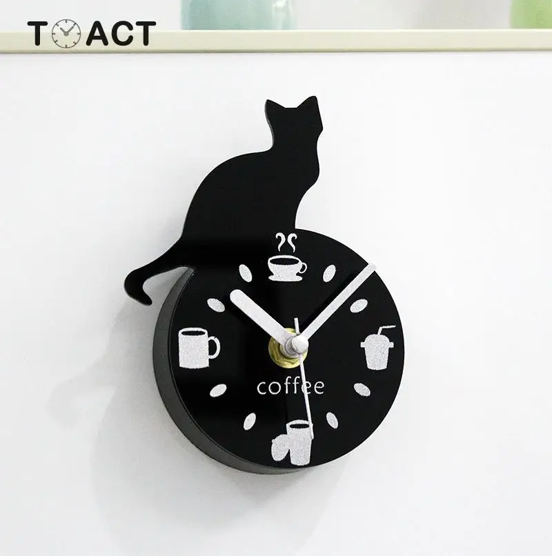 cheap Cat Refrigerator Clock Fashion Creative Fridge Stickers Magnetic Message Sticker European Hanging Clocks Kitchen Watch Decor