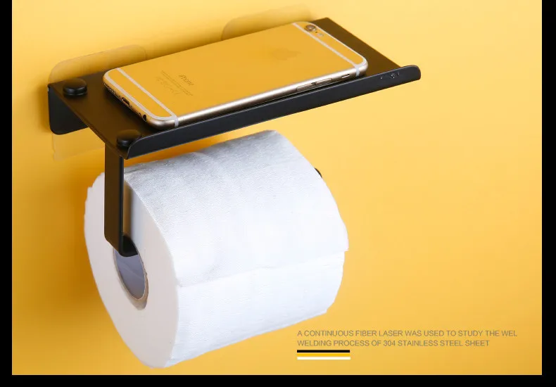 Matte Black Toilet Paper Holder Wall Mount Tissue Roll Hanger 304 Stainless Steel Bathroom Accessories (6)