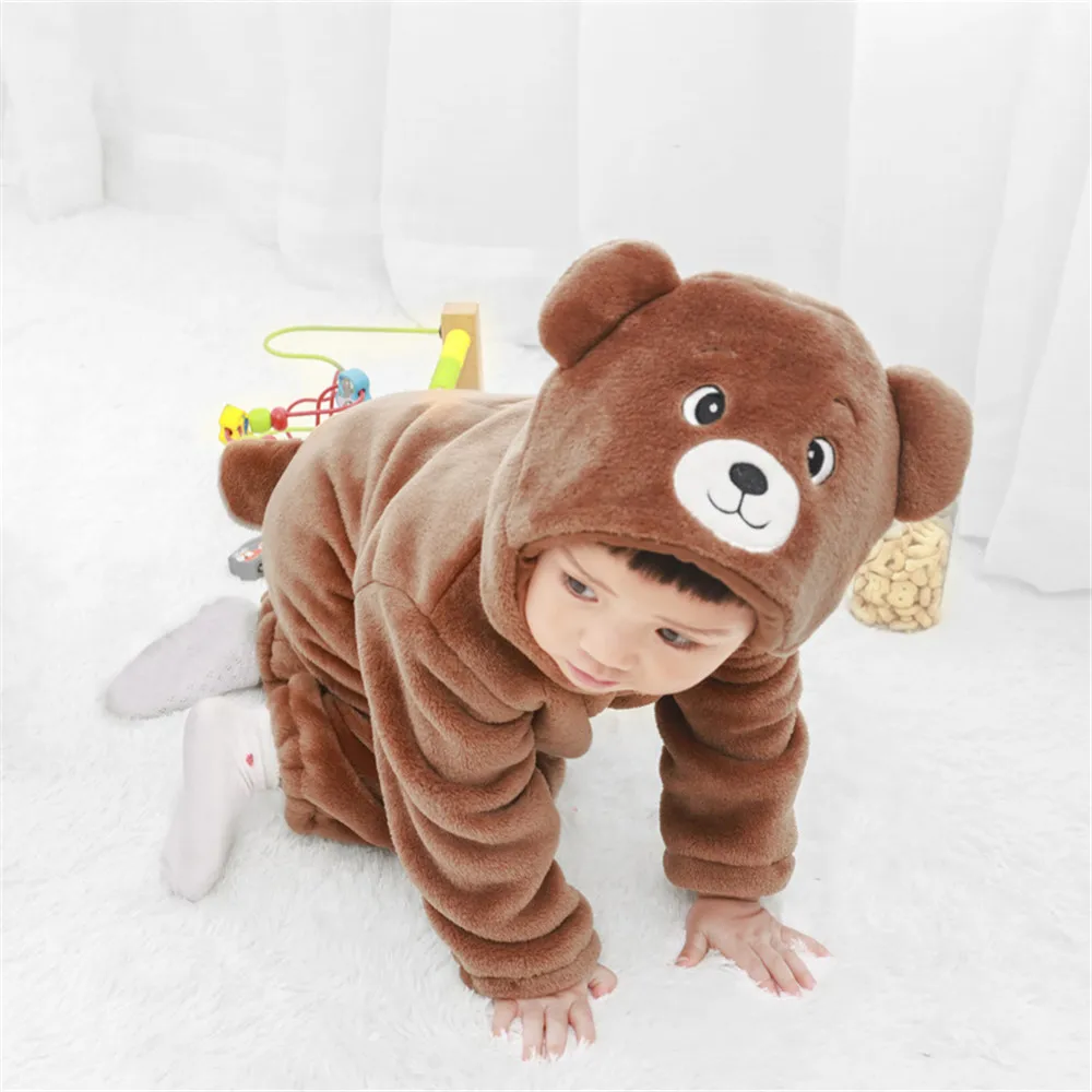 Kigurumi/зимняя одежда для малышей с изображением животных; Коричневый медведь; праздничный костюм; От 1 до 3 лет; Детский костюм для костюмированной вечеринки; забавное животное; один предмет; фантазия - Цвет: 9