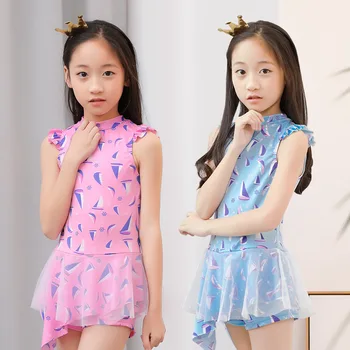 

Girls One Piece Swimsuits Skirt Suit Print Flowers Children Swimwear Princesss Kids Beach Dress Bathing Suits Hot Spring Clothes
