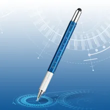 1 шт 4 цвета инструмент, шариковая ручка отвертка линейка спиртовой уровень с верхней и шкалой Многофункциональный 6 в 1 стилус для сенсорного экрана