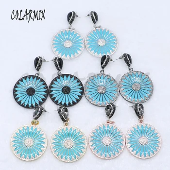 

New design zircon flower Blue earrings gift for lady Colorful earrings Colorful elegant earrings gift for lady 5082