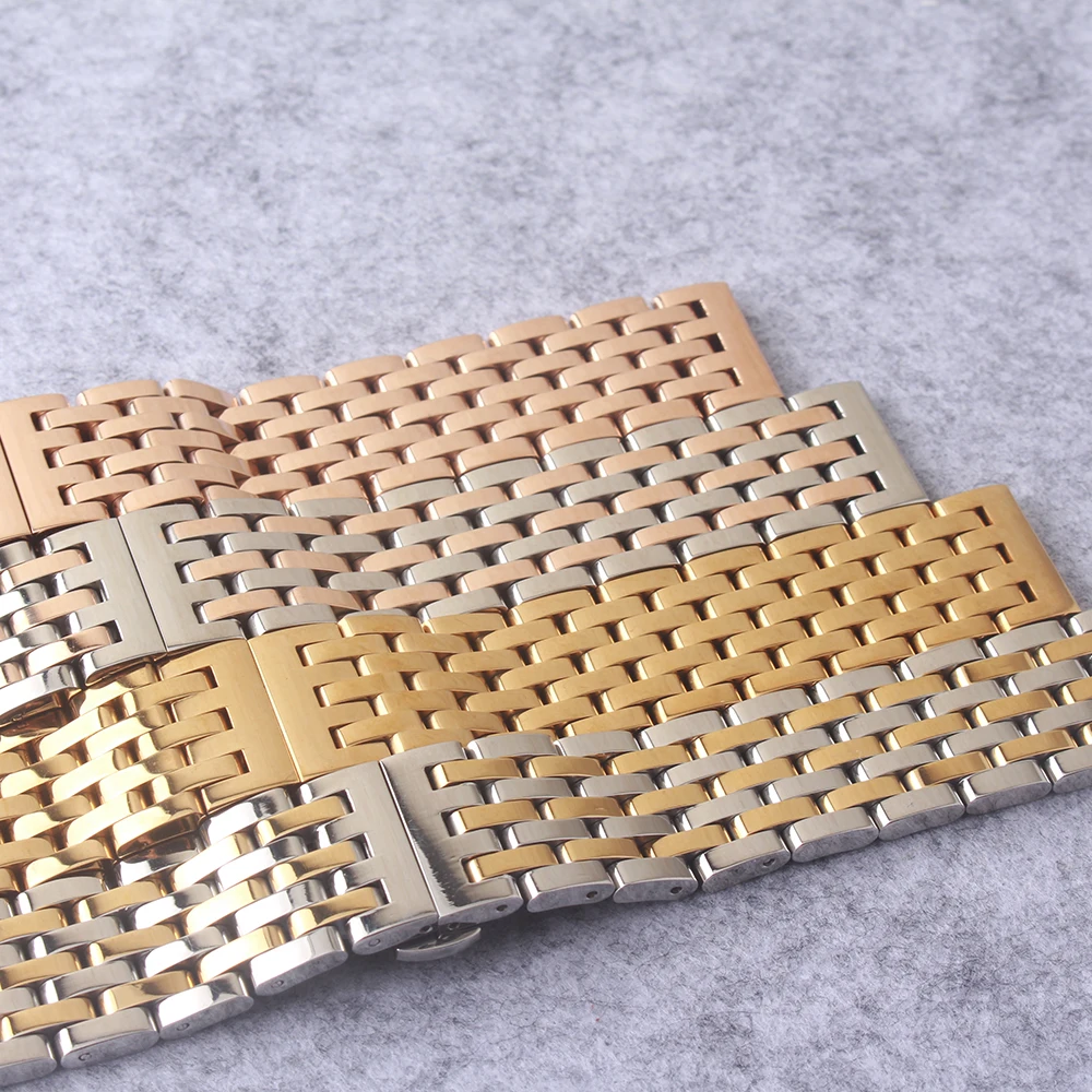 

20mm 22mm Watchband fit brand luxury Watches mens womens accessories wrist watch strap silver gold rosegold butterfly clasp new
