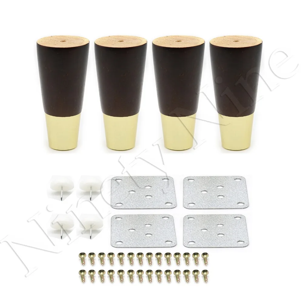 Walnut Color Natural Wood Reliable 110*48*27mm Furniture Leg Cone Shaped Wooden Feet for Cabinets Soft Table Set of 4 | Мебель