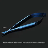 12cm titanium alloy round handle elbow corneal scissors 1