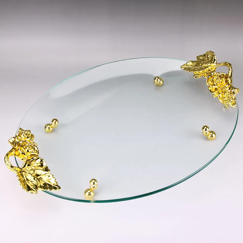 

Fruit compote are transparent glass disc dry fruit dried fruit plate metal disc European style living room