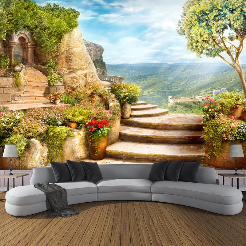 Papel pintado De pared Mural De pared De paisaje natural De jardín europeo personalizado 3D grandes murales dormitorio sala De estar