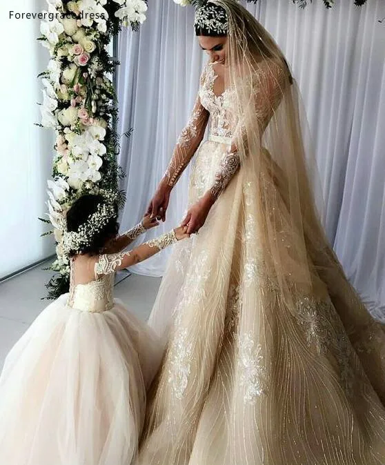 2019 Lovely Kids Flower Girl Dresses For Country Garden Summer Boho Weddings A Line Sheer Long Sleeves Off Shoulder Kids Teens Party Gowns  89 (2)