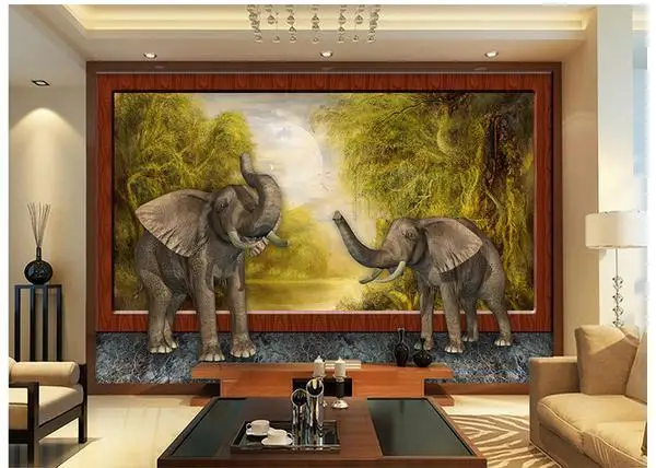 

3d wallpaper custom Style 3 d forest elephants background wallpaper