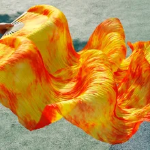 Женский Высокое качество китайский шелк покрывал танец вентиляторы пара Поклонники танца живота дешевые шелковые Горячая Распродажа Красный Желтый смеш