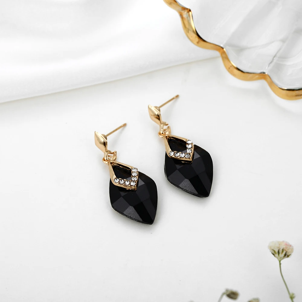 

TMXK angel Korean Earrings for 2019 shaped Black Resin Smooth Section Geometric Formula Gift for Evening Party Wedding