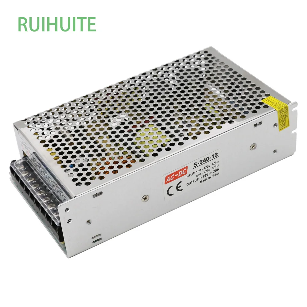 RUIHUITE Высокое качество переключения питания AC 110-220V вход в DC 12V 240W 20A трансформаторы