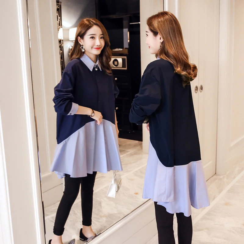 

Formal Maternity Blouse Pregnancy Clothing Lace Maternity Clothes Of Pregnant Women Loose Premama Tops Shirts Blue