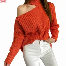 2018 Autumn Winter Leaky Clavicle Hanging Hollow Neck Knit Sweater For Women Long Sleeve Lady's Sweater Plus Size Sweater Women