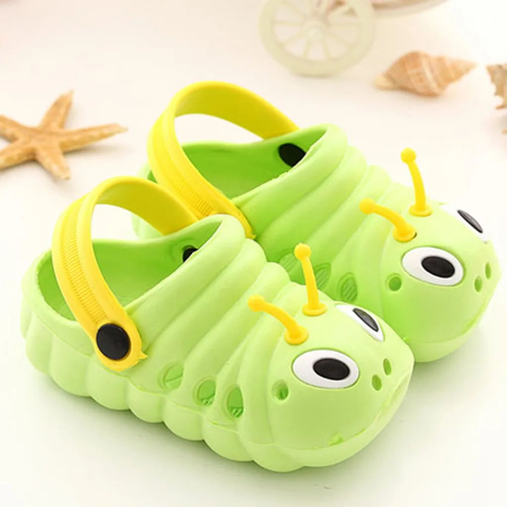 Летняя обувь для малышей; нескользящие пляжные сандалии с рисунком гусеницы для мальчиков и девочек; шлепанцы; Вьетнамки; zapatitos para bebe Nina