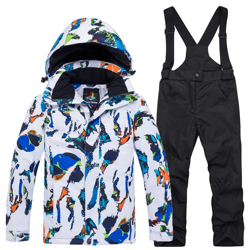 Лыжный костюм для мальчиков и девочек для активного спорта, ветрозащитные водонепроницаемые теплые детские лыжные куртки и штаны, комплект одежды