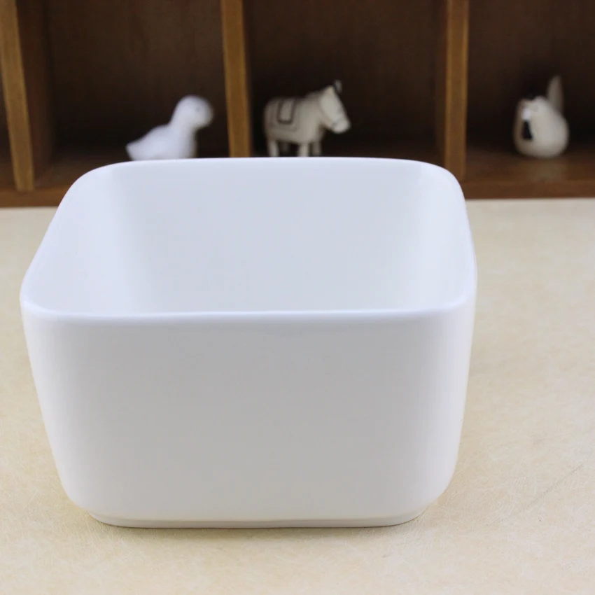 Home garden supplies square white ceramic flower planter pot desktop succulent potted bonsai pot
