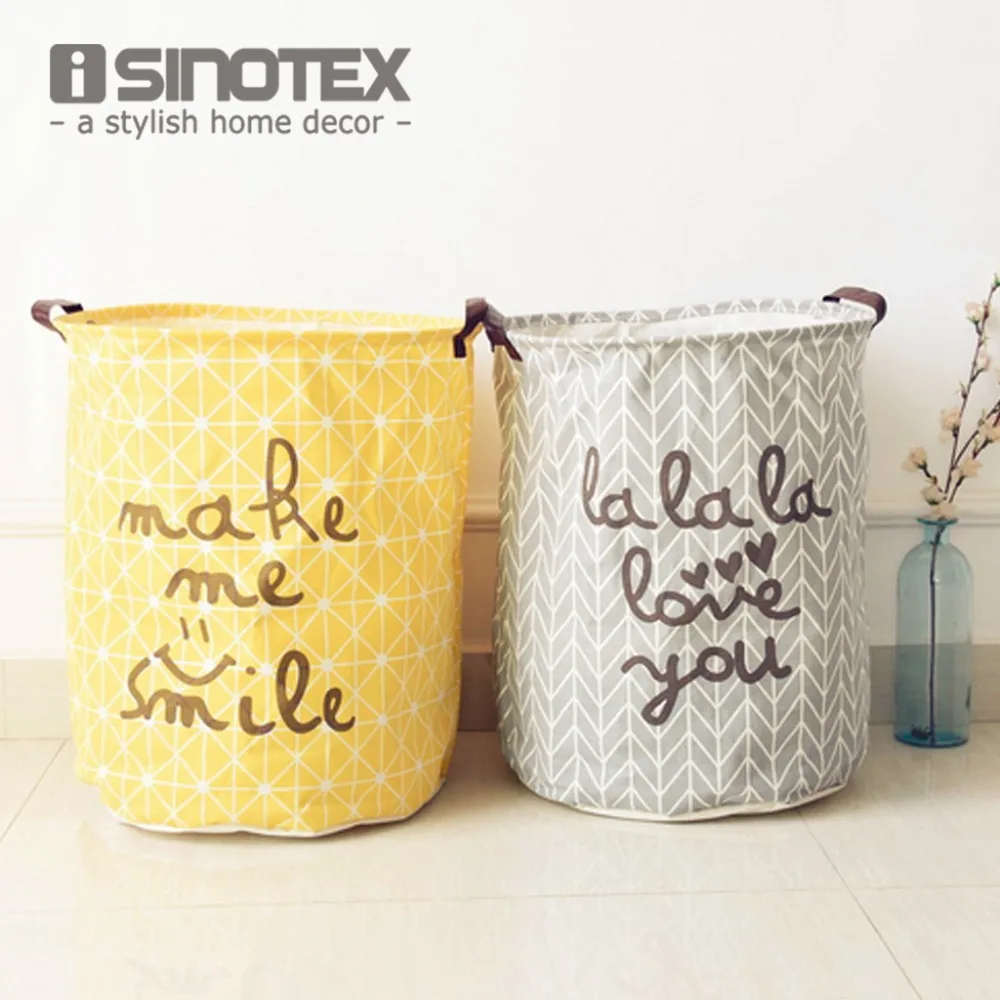 Buy Cotton Linen Vintage Storage Laundry Basket Large Capacity Yellow Grey