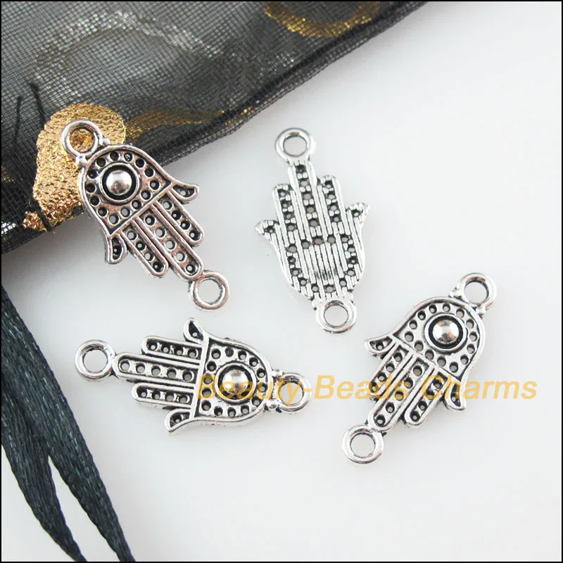 Модные 25 шт. Тибетский серебристый цвет ладонь Подвески Разъемы 10.5x20.5mm|Шармы| |